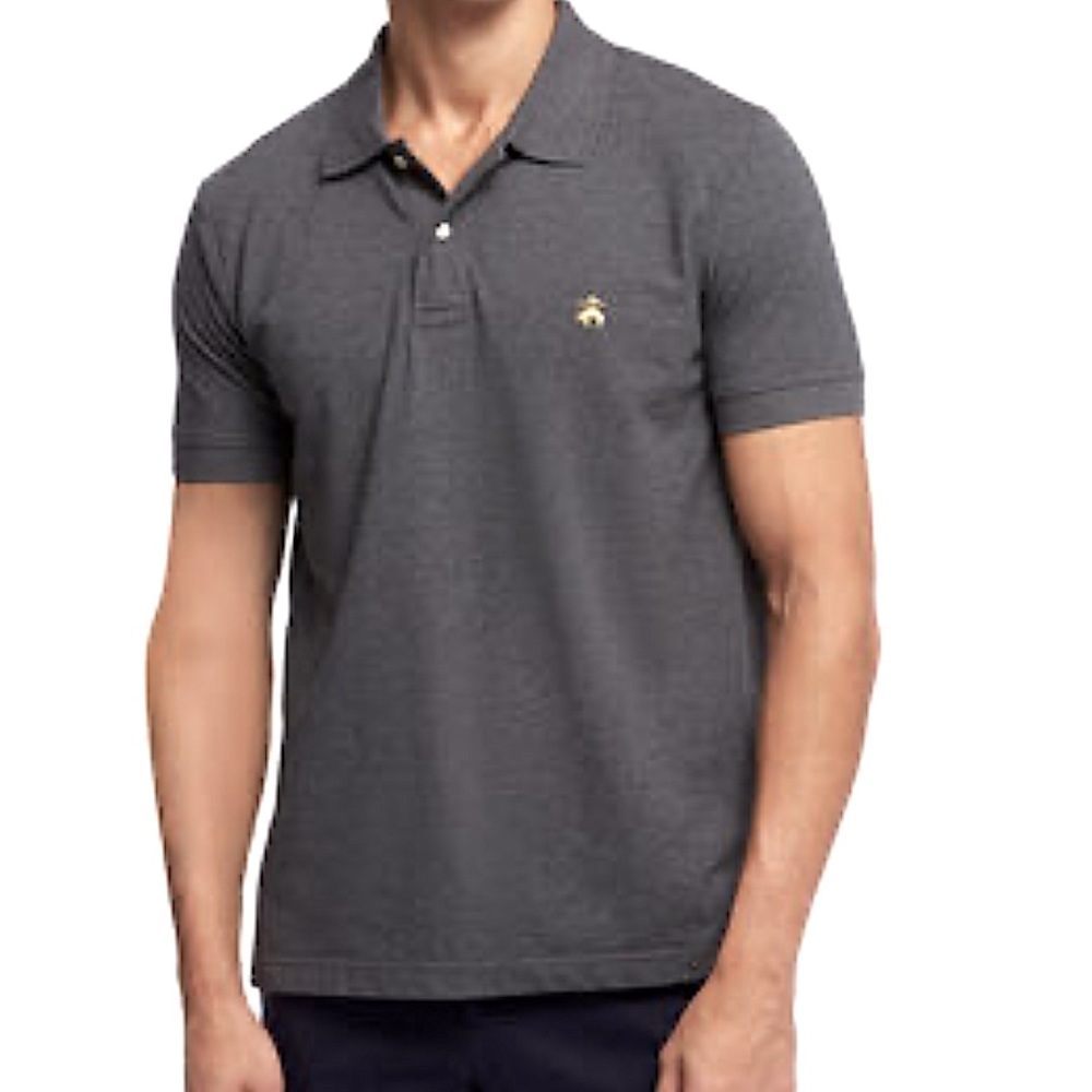 Brooks Brothers 346 Original Fit Charcoal Grey Cotton Pique Short Sleeve Polo